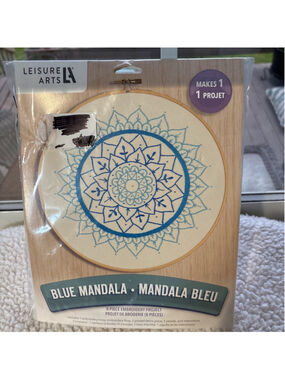 Leisure Arts Blue Mandala Embroidery Kit New Leaf Stitchery DIY Craft New